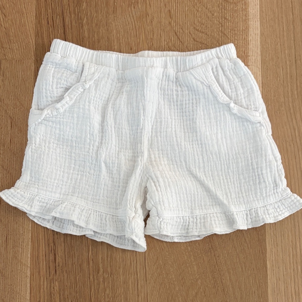 White Ruffled Kids Shorts